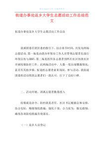 街道办事处返乡大学生志愿活动工作总结范文