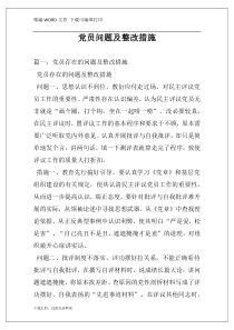 党员问题及整改措施