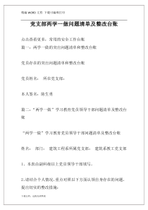 党支部两学一做问题清单及整改台账