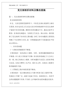 党支部剖析材料及整改措施