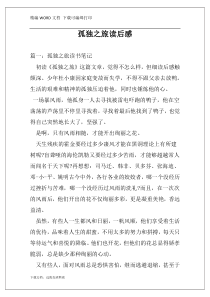 孤独之旅读后感