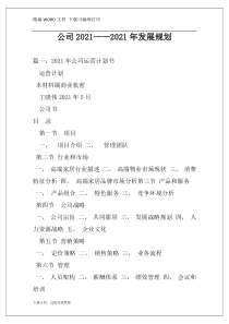 公司2021——2021年发展规划