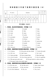 译林新版六年级下册期中提优卷(B)