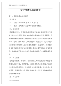 会计电算化实训报告
