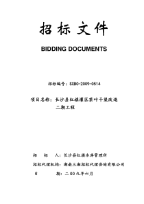 某县红旗灌区茶叶干渠改造招标文件