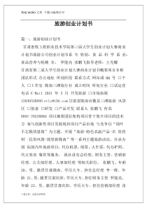 旅游创业计划书