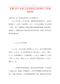 乡镇2021年度工作总结范文和来年工作谋划范例_1
