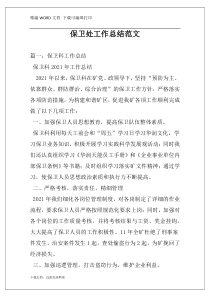保卫处工作总结范文