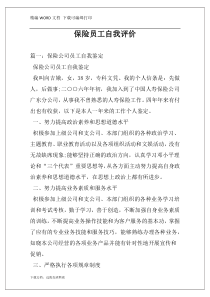 保险员工自我评价