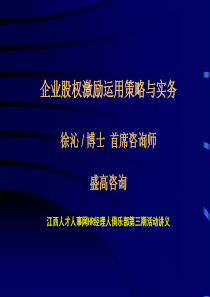 企业股权激励运用策略与实务(1)