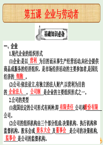 （全国通用）2020高考政治（艺考生文化课）冲刺点金 第二单元 生产劳动与经营 第五课 企业与劳动者