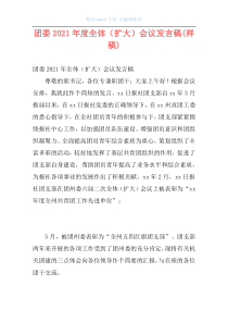 团委2021年度全体（扩大）会议发言稿(样稿)