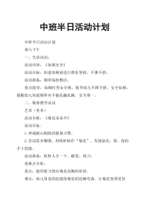 中班半日活动计划