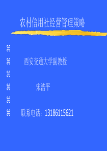 农村信用社经营管理策略