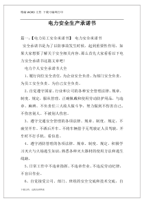 电力安全生产承诺书