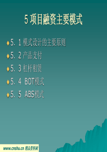 项目融资的主要模式