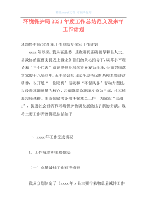 环境保护局2021年度工作总结范文及来年工作计划