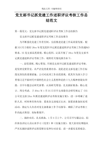党支部书记抓党建工作述职评议考核工作总结范文