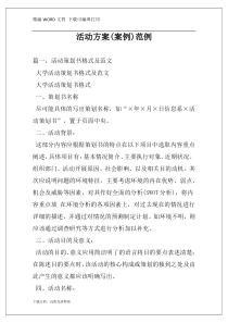 活动方案(案例)范例