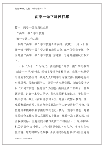 两学一做下阶段打算