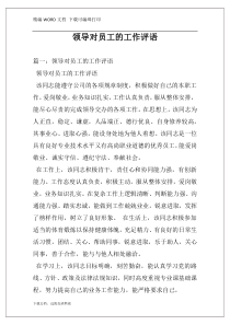 领导对员工的工作评语