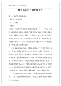 煤矿区队长（述职报告）