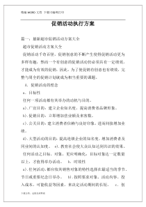 促销活动执行方案