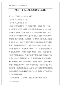 村支书个人工作总结范文(五篇)