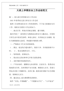 大班上学期安全工作总结范文