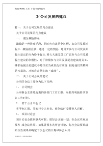 对公司发展的建议