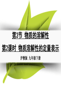 九年级化学下册 第六章 溶解现象 第3节 物质的溶解性 第2课时 物质溶解性的定量表示同课异构课件2