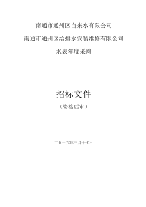 资格后审XXXX水表招标文件
