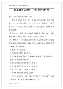 在那阳光灿烂的日子里作文800字