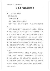 岳阳楼记读后感600字