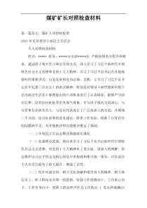 煤矿矿长对照检查材料