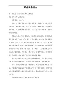 开业表态发言