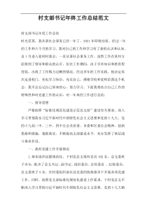 村支部书记年终工作总结范文