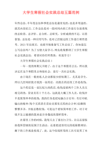 大学生寒假社会实践总结五篇范例