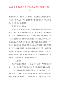 业务员业务员个人工作总结范文五篇二范文02