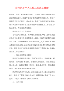 防汛抗旱个人工作总结范文最新