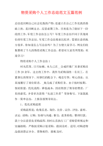 物资采购个人工作总结范文五篇范例