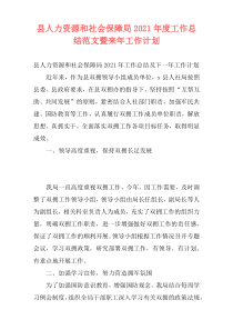 县人力资源和社会保障局2021年度工作总结范文暨来年工作计划