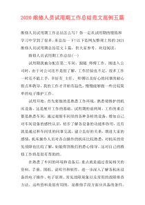 2020维修人员试用期工作总结范文范例五篇