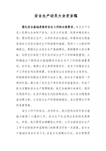 安全生产动员大会发言稿