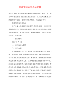 助理顶岗实习总结五篇