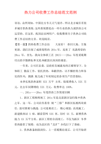 热力公司收费工作总结范文范例