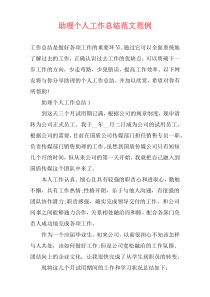 助理个人工作总结范文范例