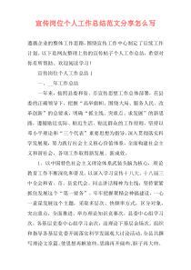 宣传岗位个人工作总结范文分享怎么写