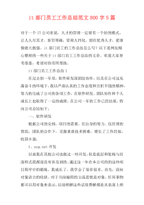 it部门员工工作总结范文800字5篇