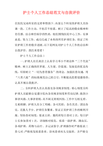 护士个人工作总结范文与自我评价